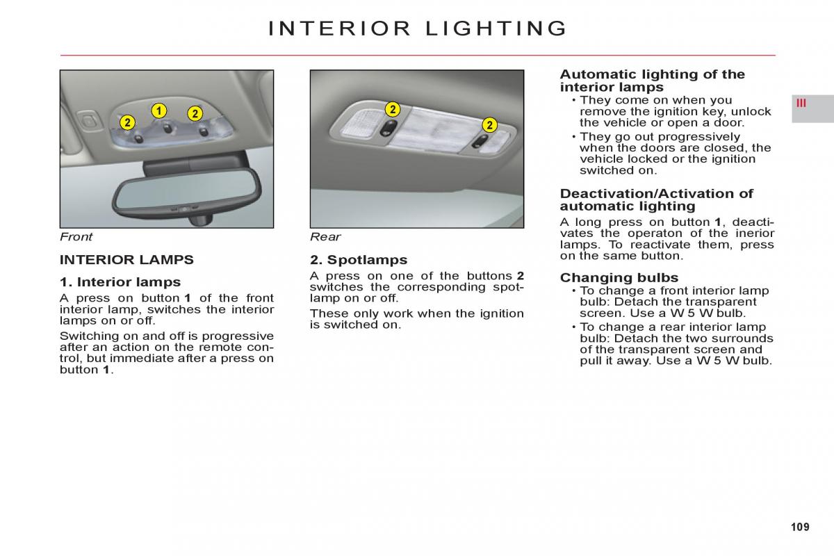 Citroen C6 owners manual / page 111