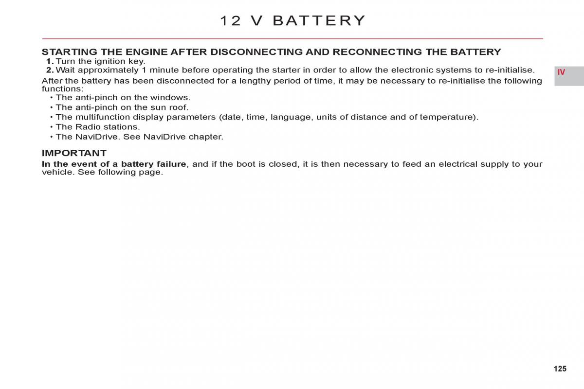 Citroen C6 owners manual / page 127