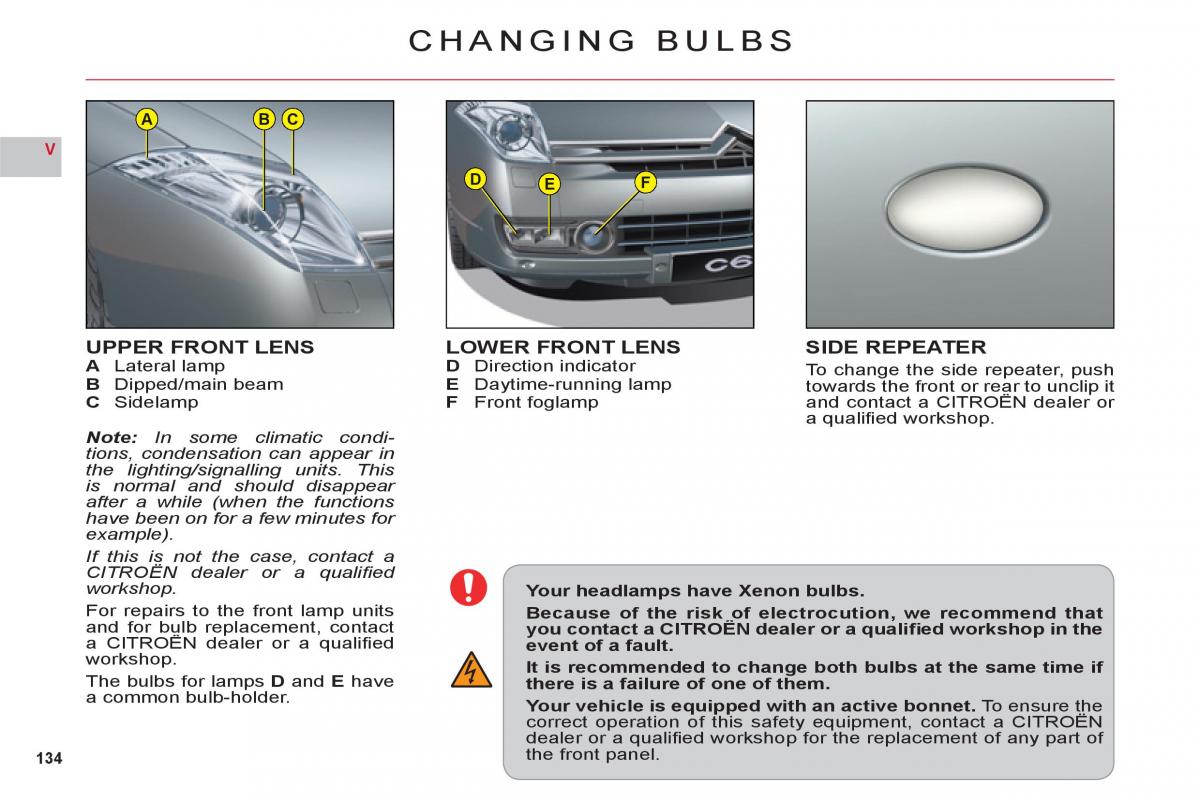 Citroen C6 owners manual / page 136