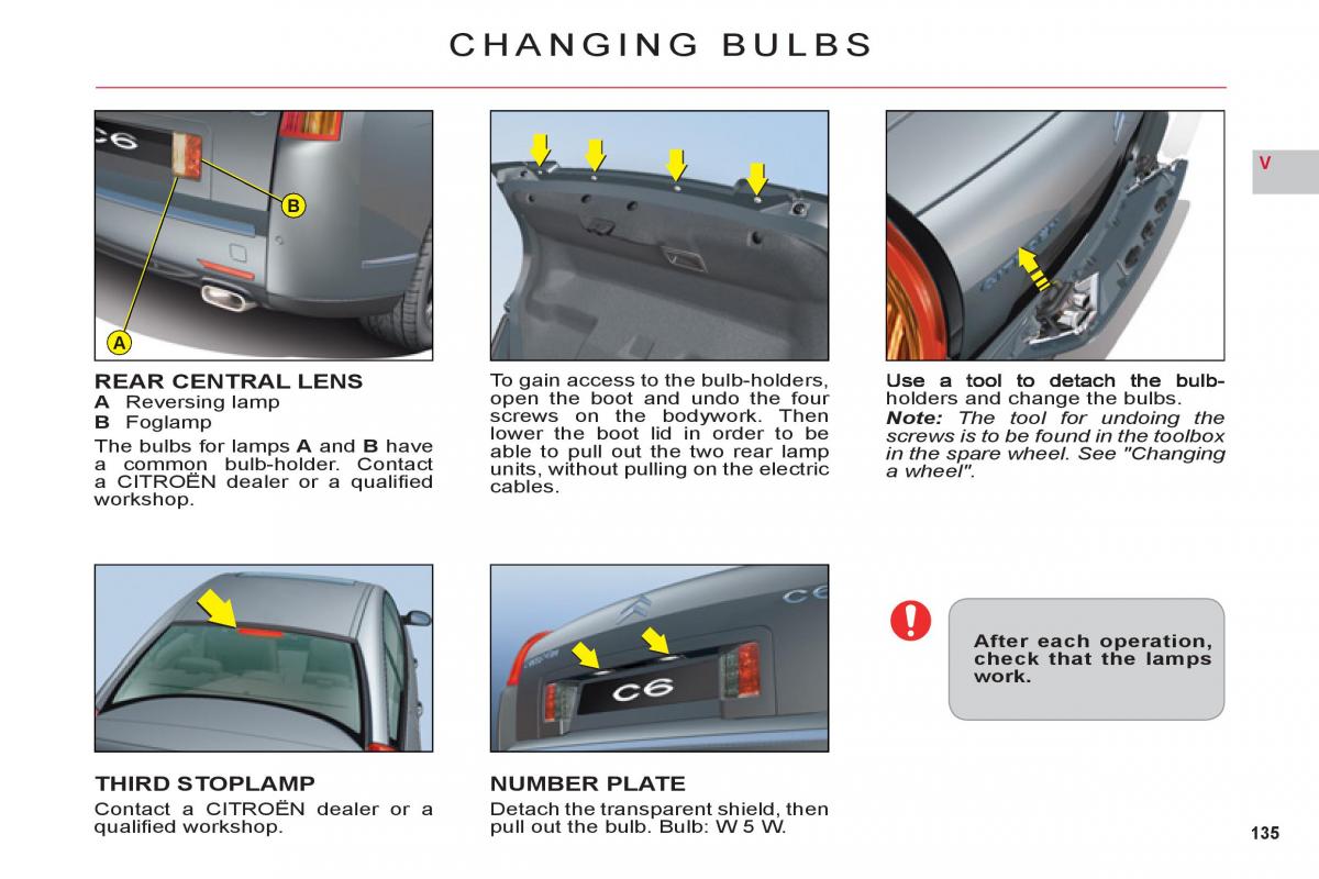 Citroen C6 owners manual / page 137