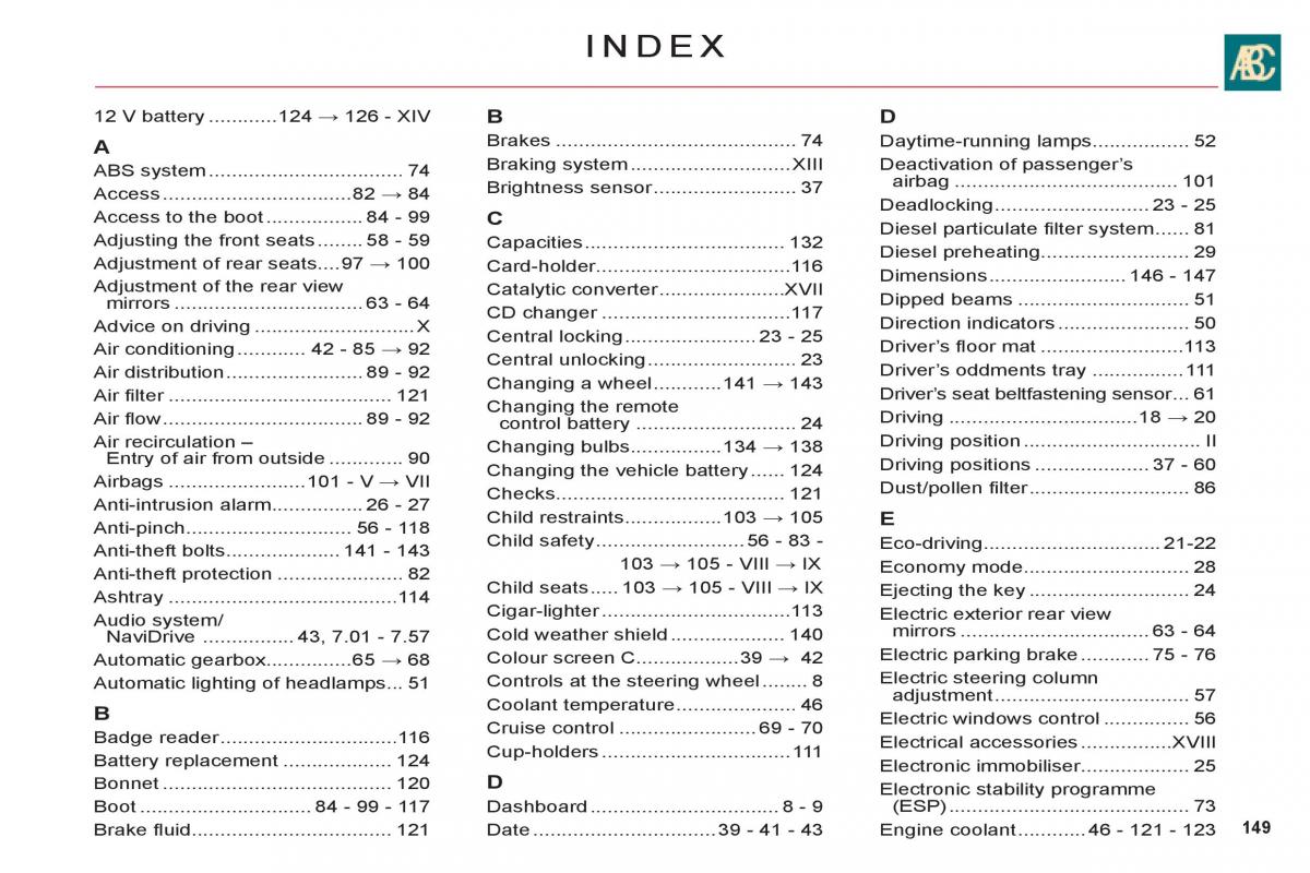 Citroen C6 owners manual / page 209