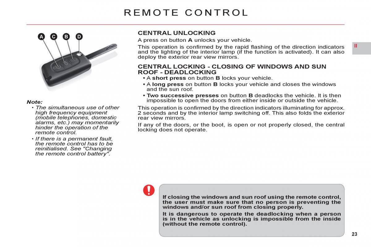 Citroen C6 owners manual / page 25