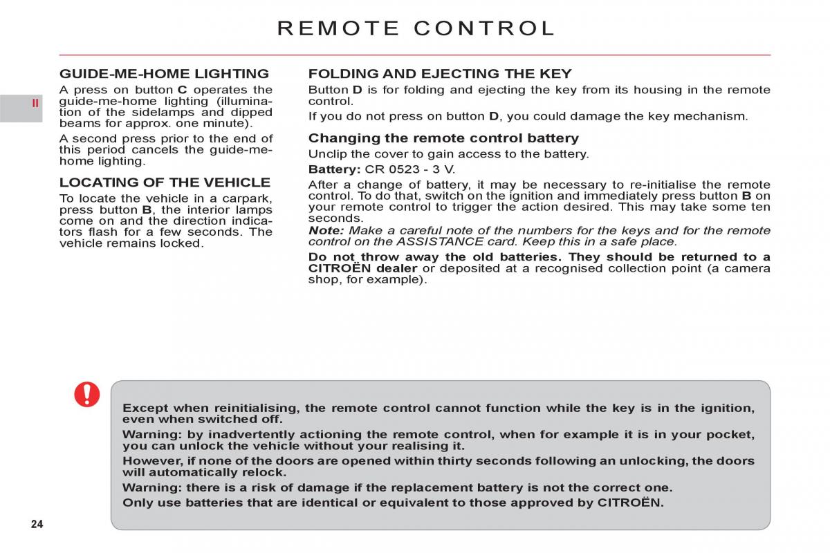 Citroen C6 owners manual / page 26