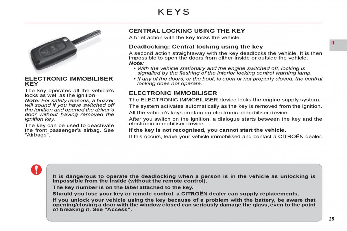 Citroen C6 owners manual / page 27