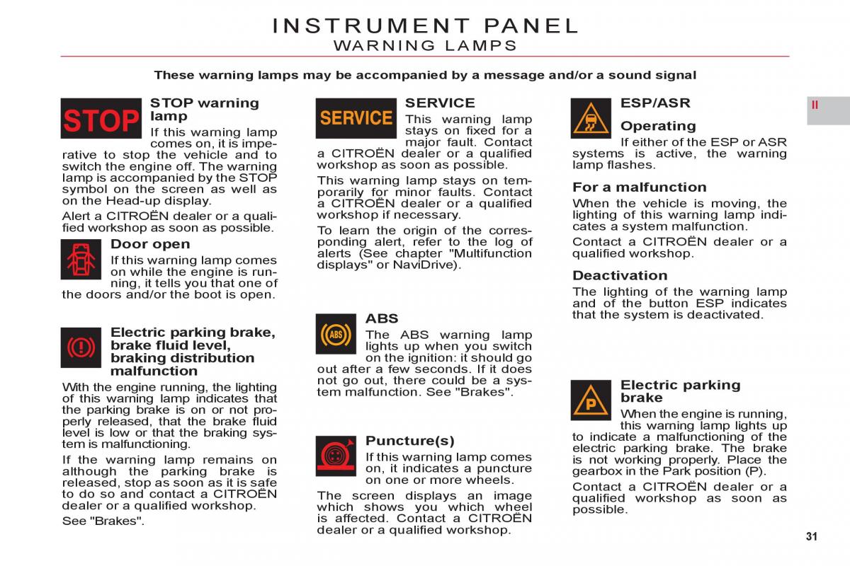 Citroen C6 owners manual / page 33