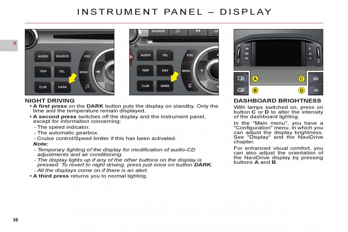 Citroen C6 owners manual / page 38