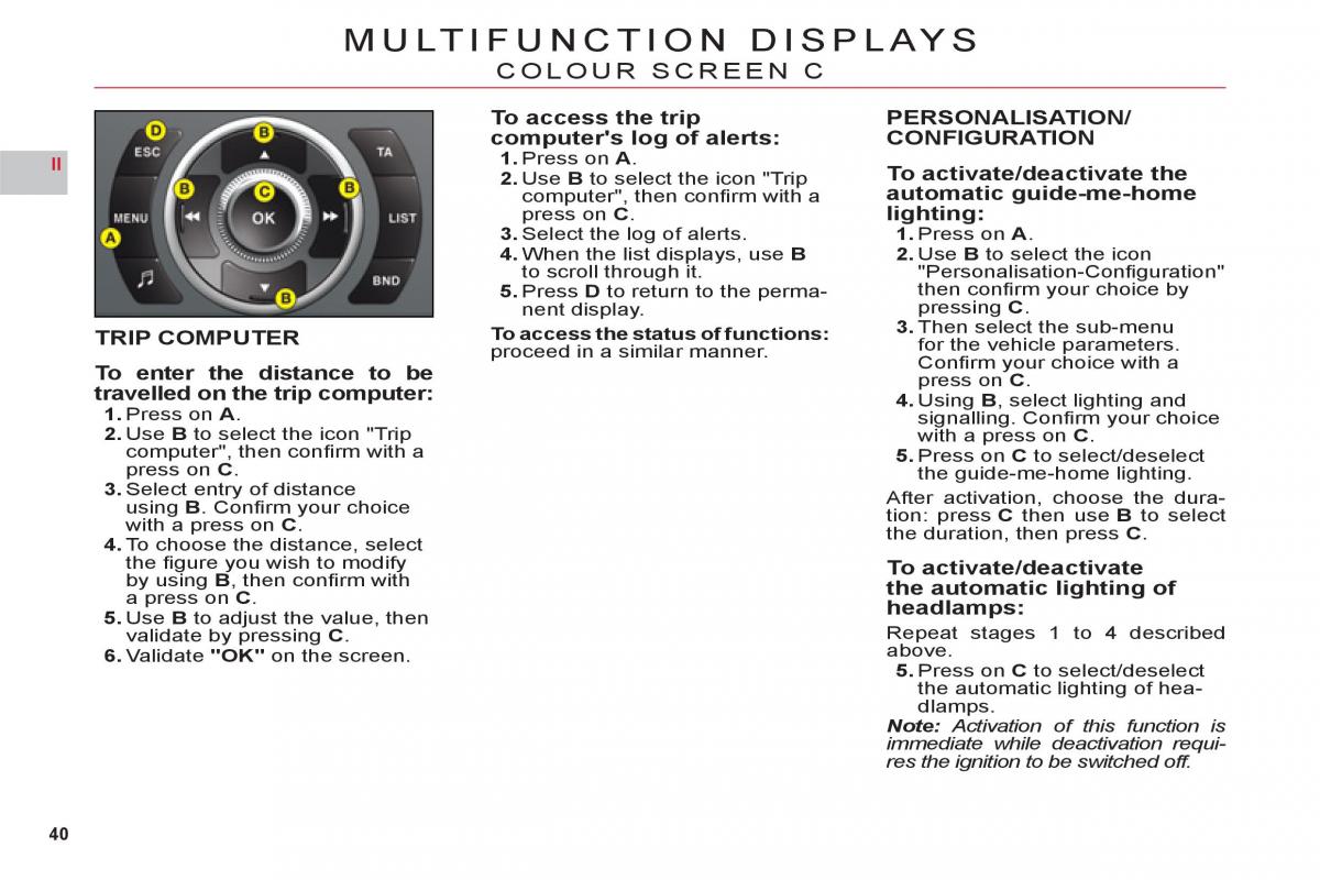 Citroen C6 owners manual / page 42