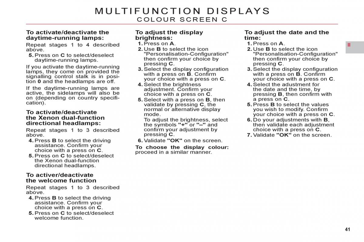 Citroen C6 owners manual / page 43