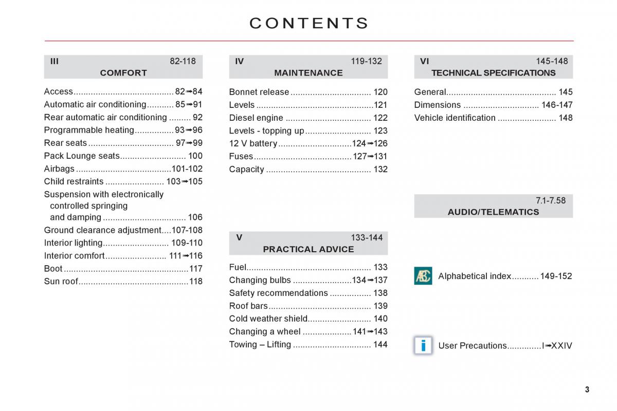 Citroen C6 owners manual / page 5