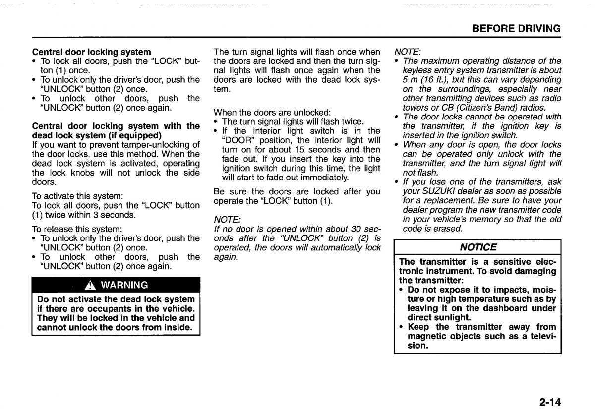 manual  Suzuki Swift IV 4 owners manual / page 33