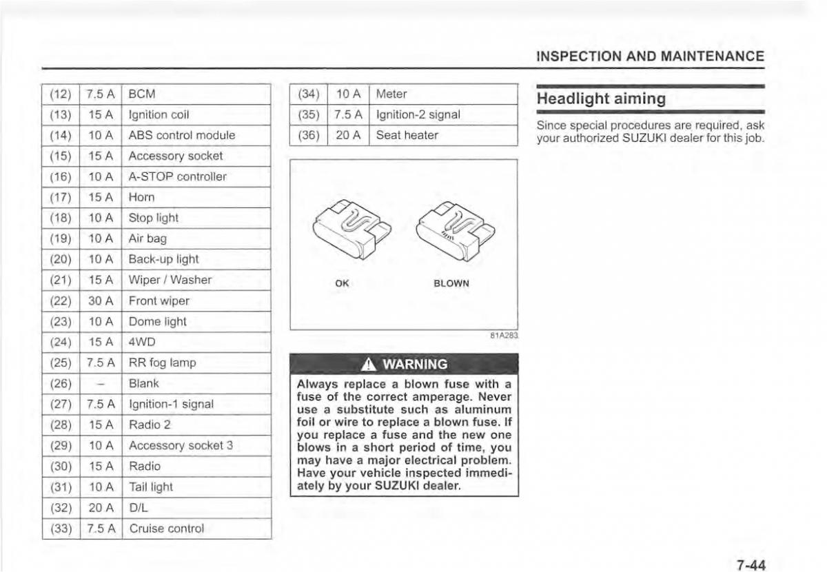 Suzuki Vitara II 2 owners manual / page 377