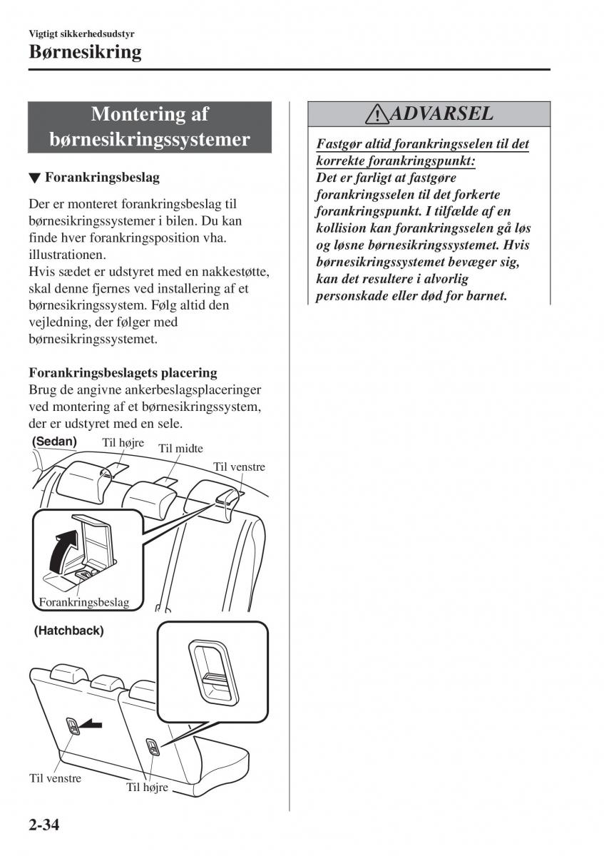 Mazda 2 Demio Bilens instruktionsbog / page 55