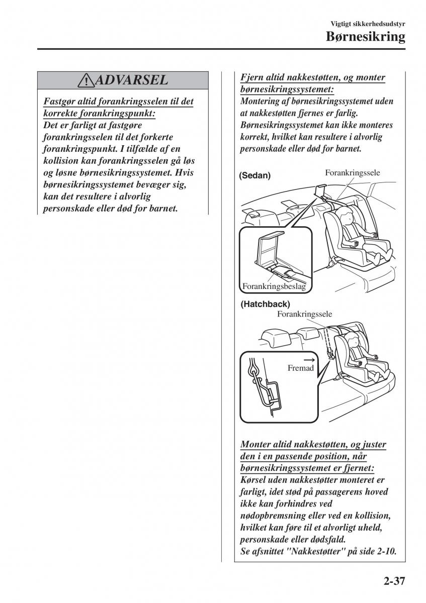 Mazda 2 Demio Bilens instruktionsbog / page 58