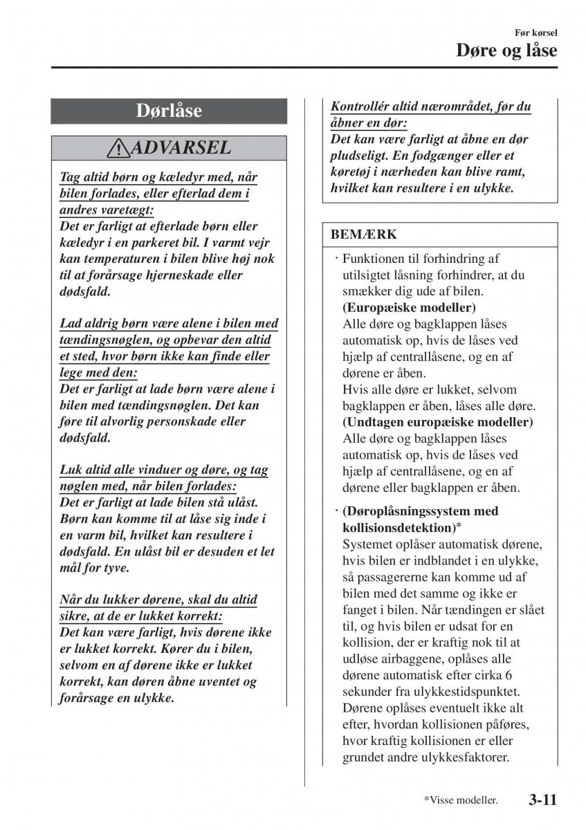 Mazda 2 Demio Bilens instruktionsbog / page 88