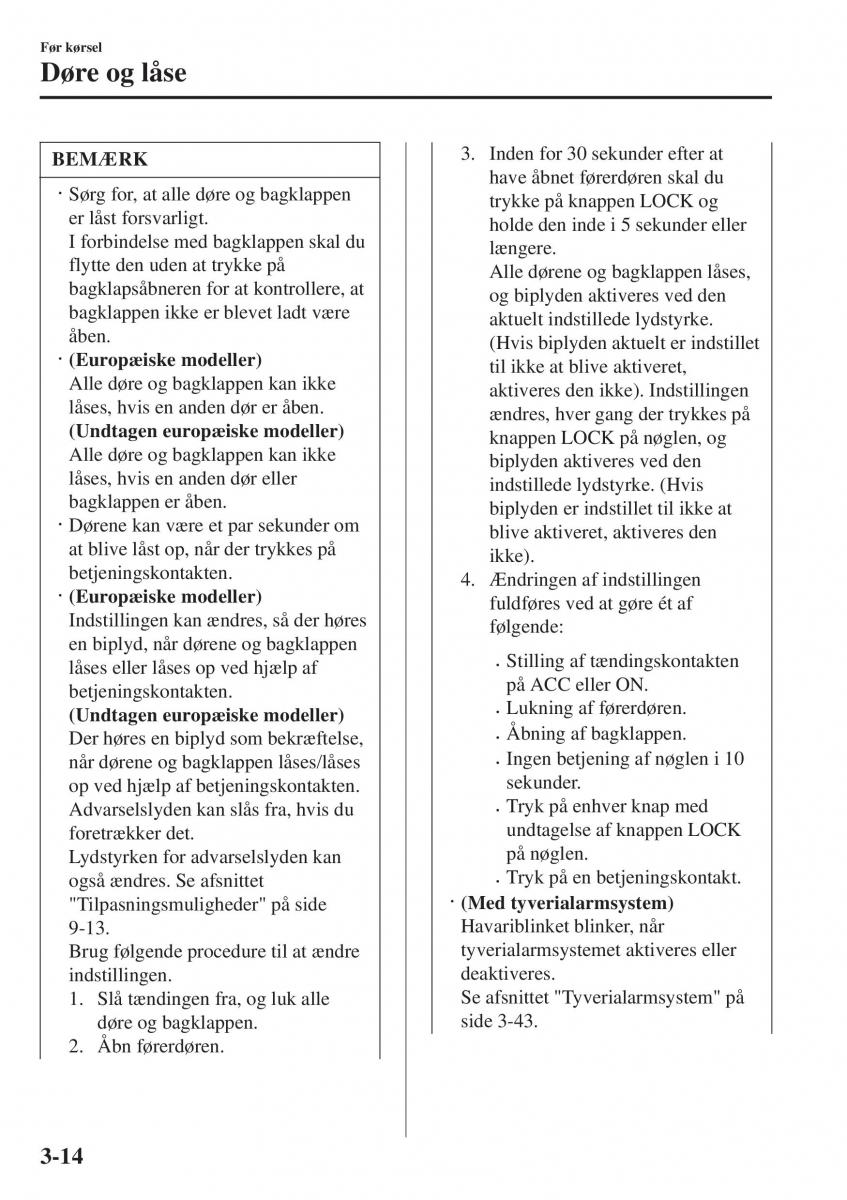 Mazda 2 Demio Bilens instruktionsbog / page 91