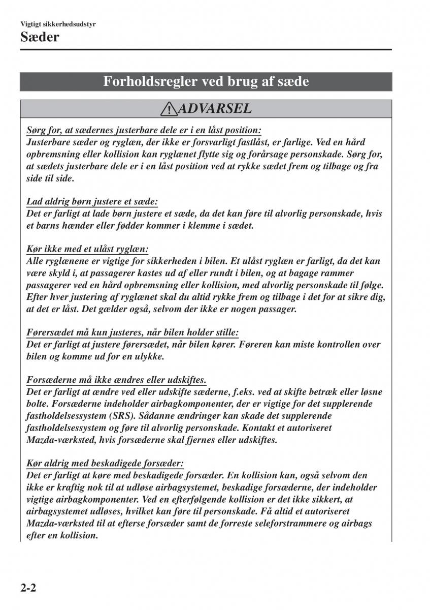 Mazda 2 Demio Bilens instruktionsbog / page 23