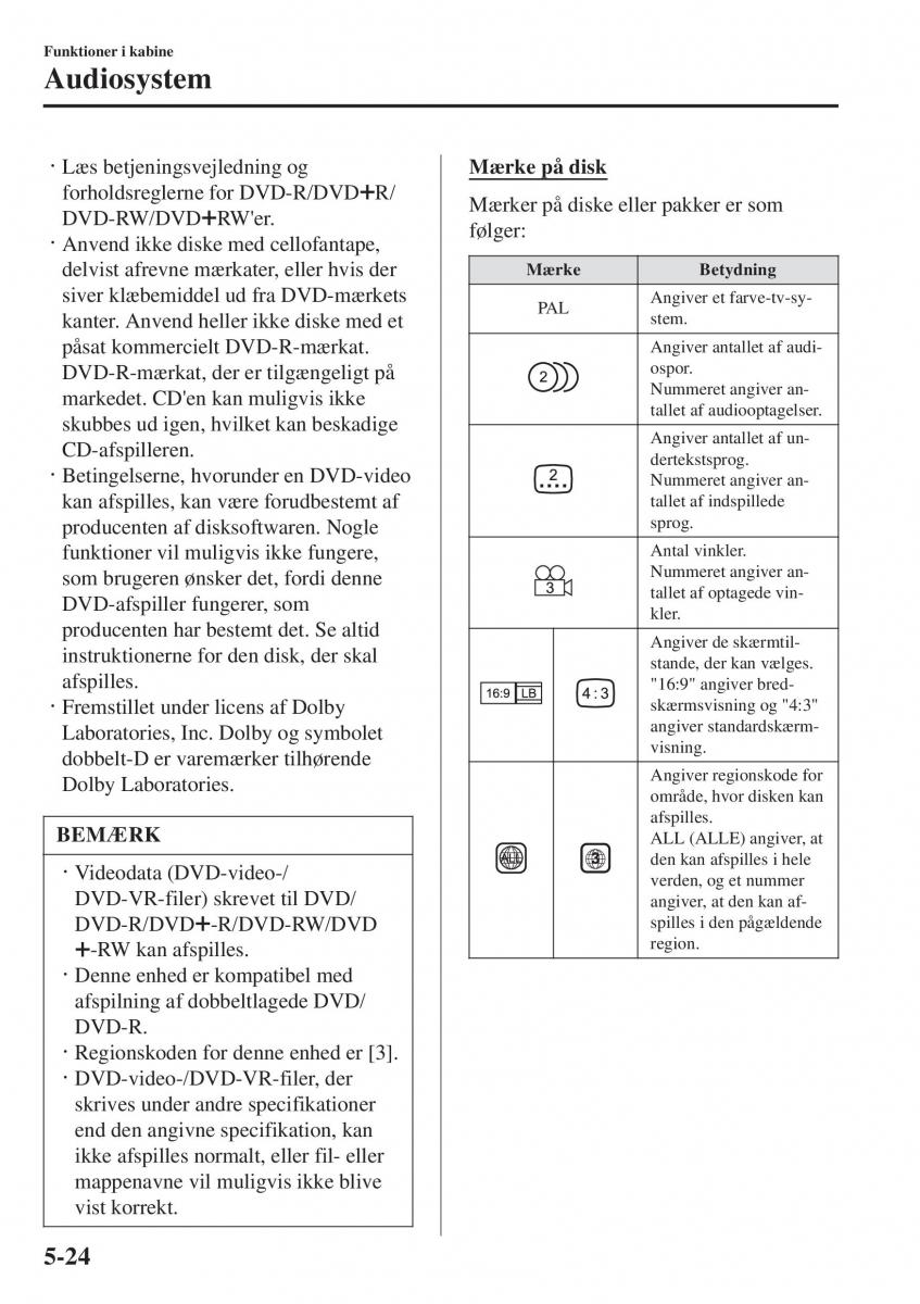 Mazda 2 Demio Bilens instruktionsbog / page 319