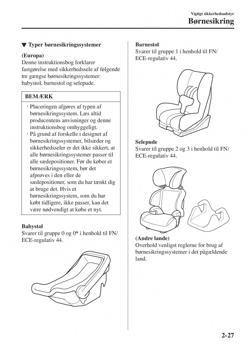 Mazda 2 Demio Bilens instruktionsbog / page 48