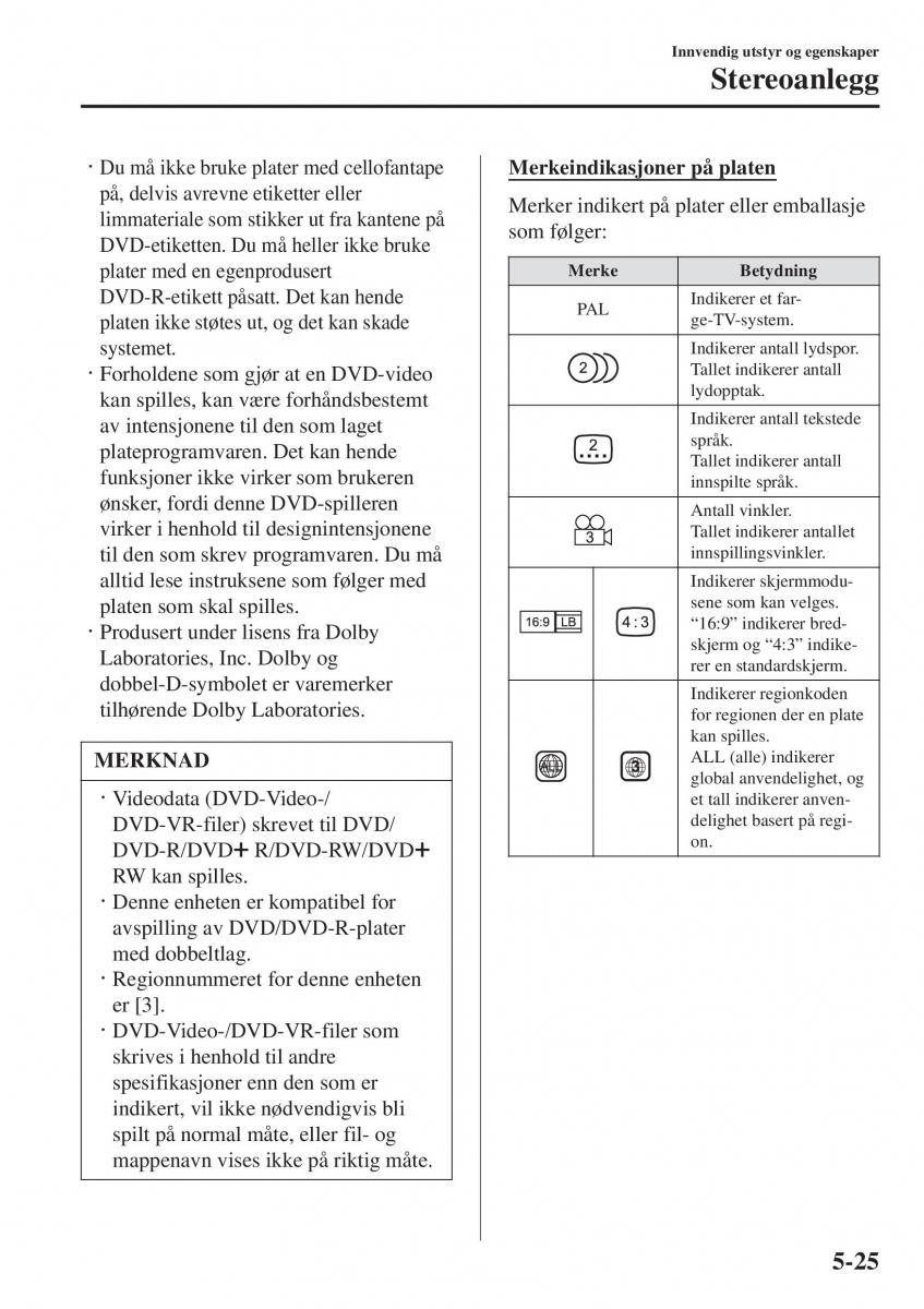 Mazda 2 Demio bruksanvisningen / page 316