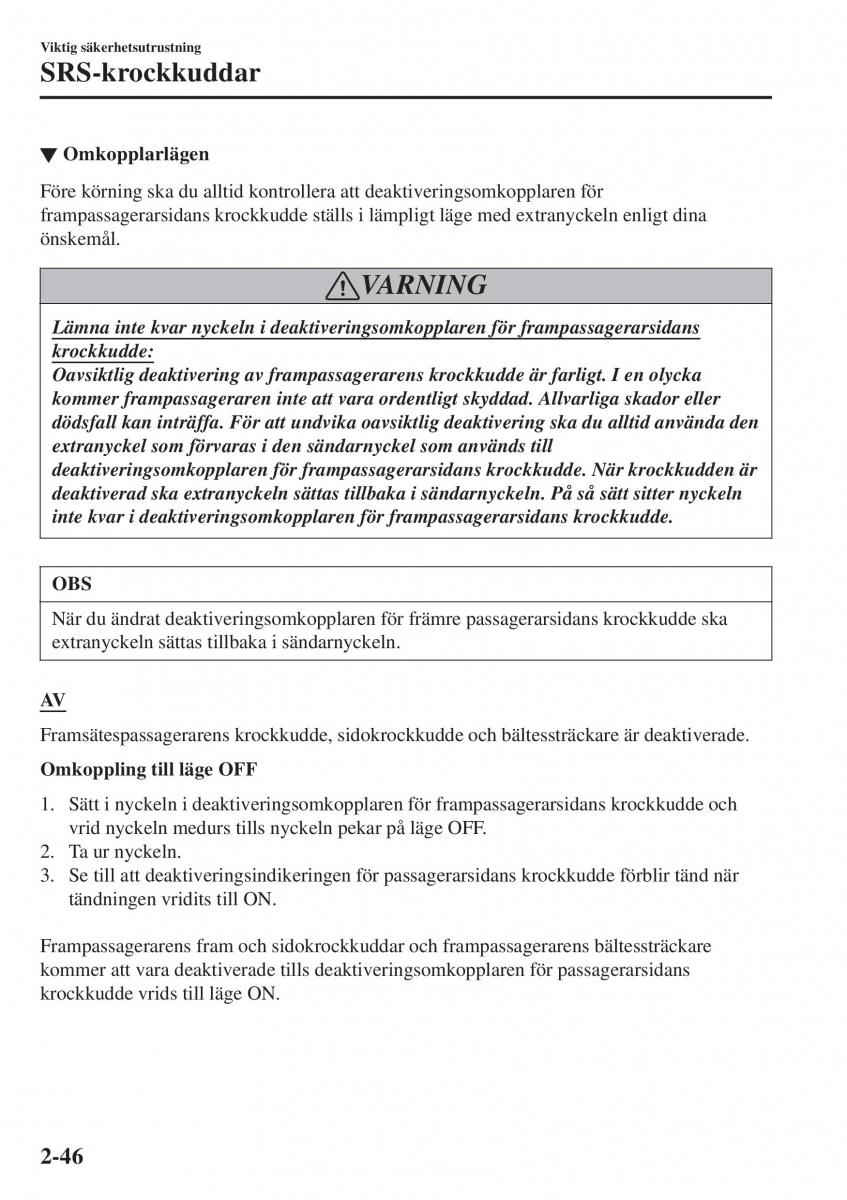 Mazda 2 Demio instruktionsbok / page 67