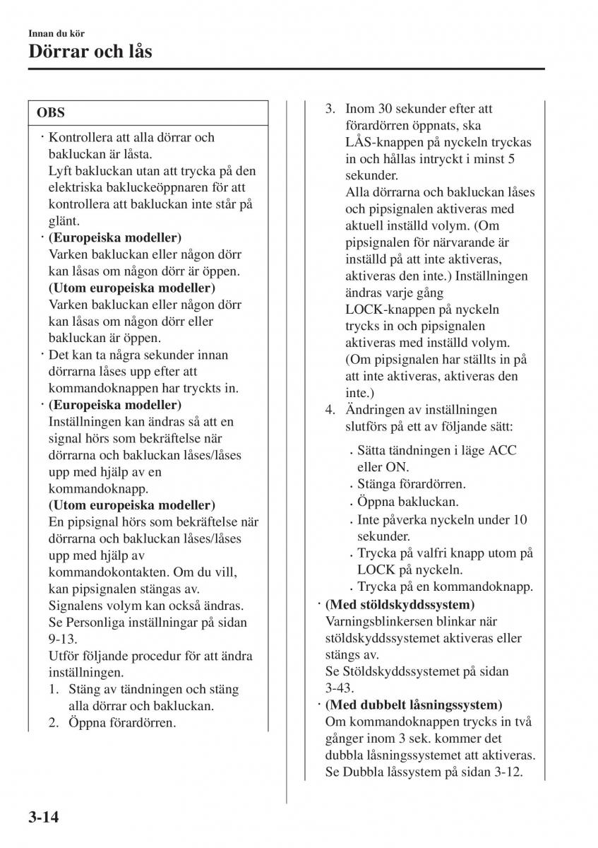 Mazda 2 Demio instruktionsbok / page 91