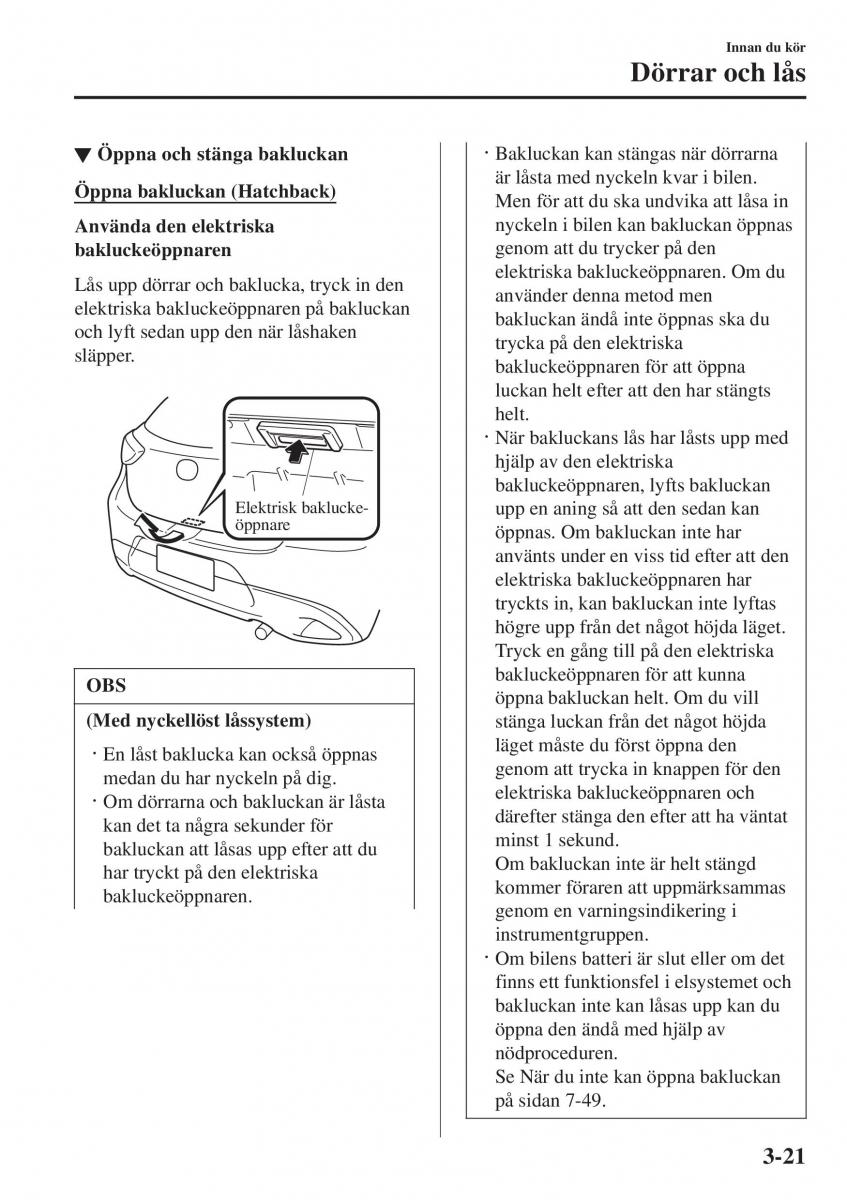 Mazda 2 Demio instruktionsbok / page 98