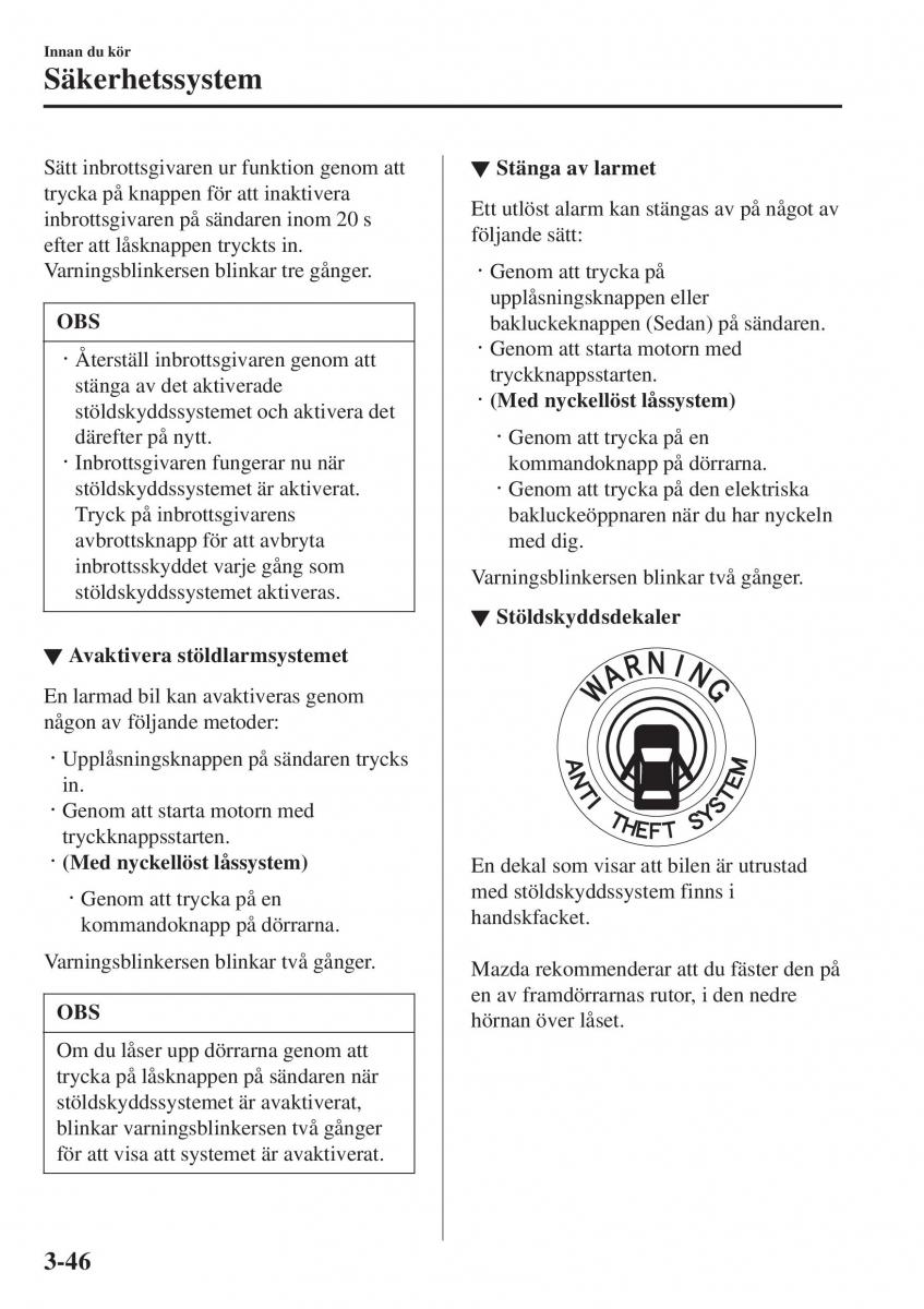 Mazda 2 Demio instruktionsbok / page 123