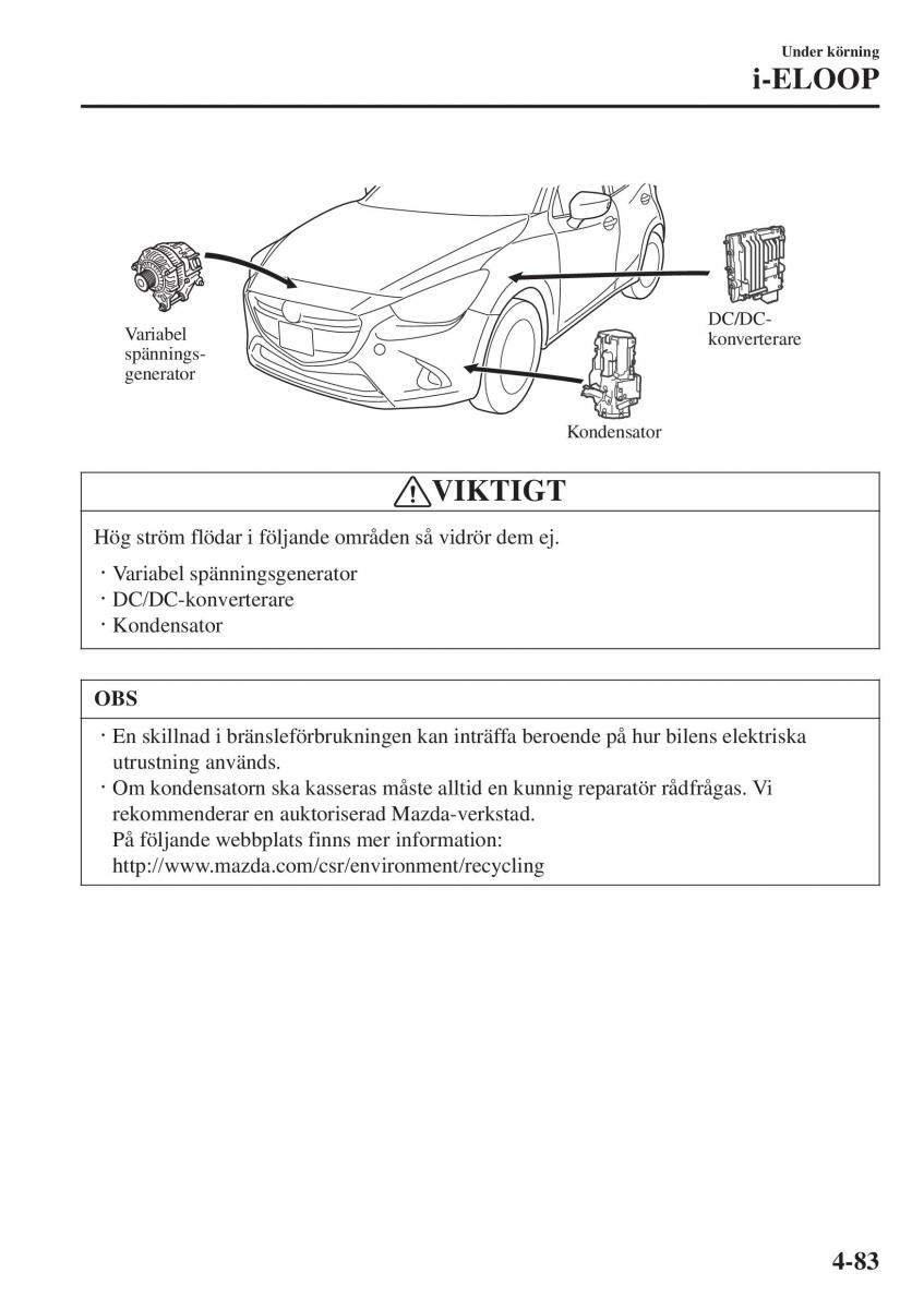 Mazda 2 Demio instruktionsbok / page 224