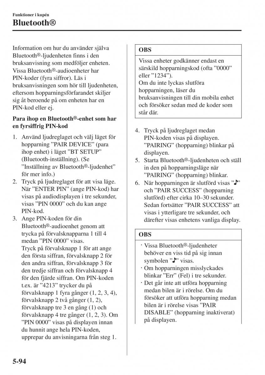 Mazda 2 Demio instruktionsbok / page 387