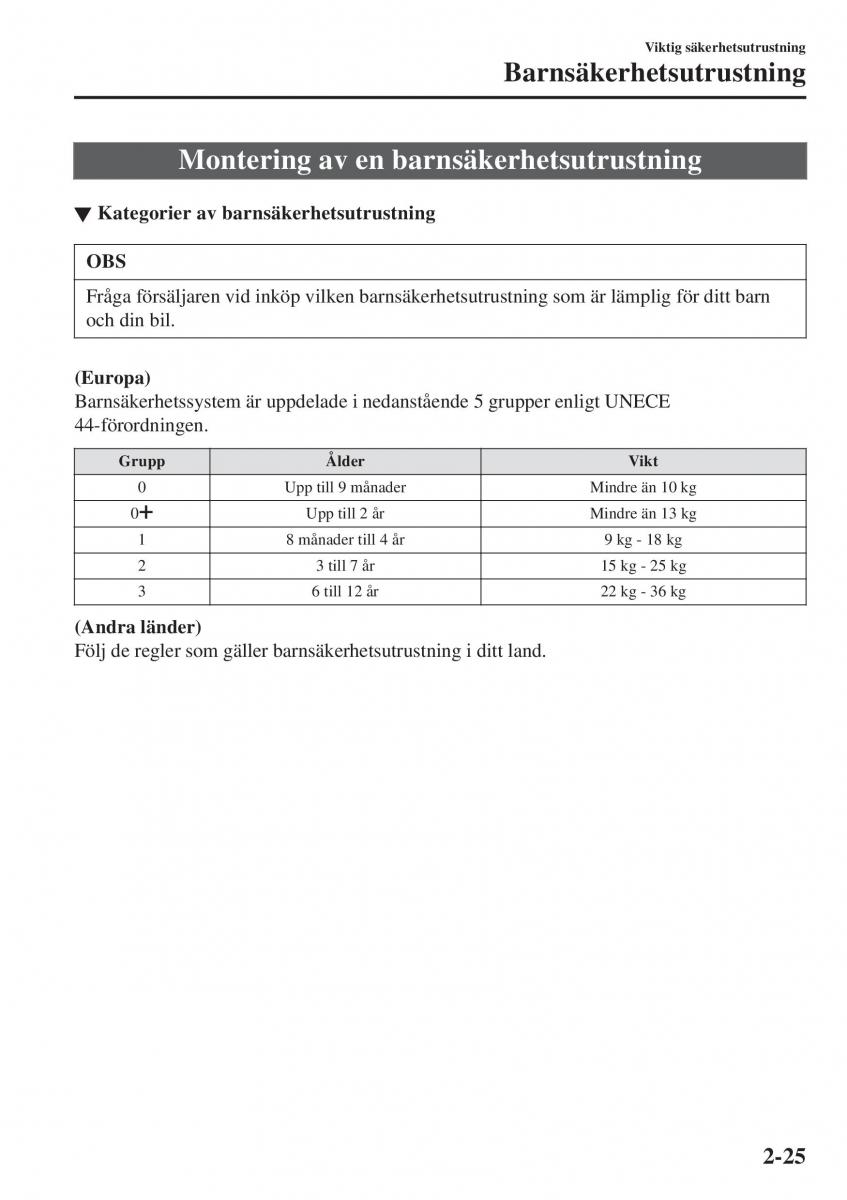 Mazda 2 Demio instruktionsbok / page 46