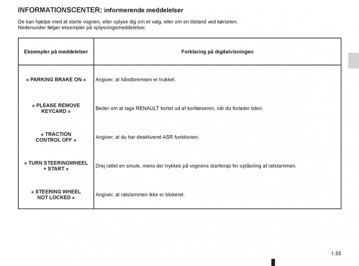 Renault Captur Bilens instruktionsbog / page 61