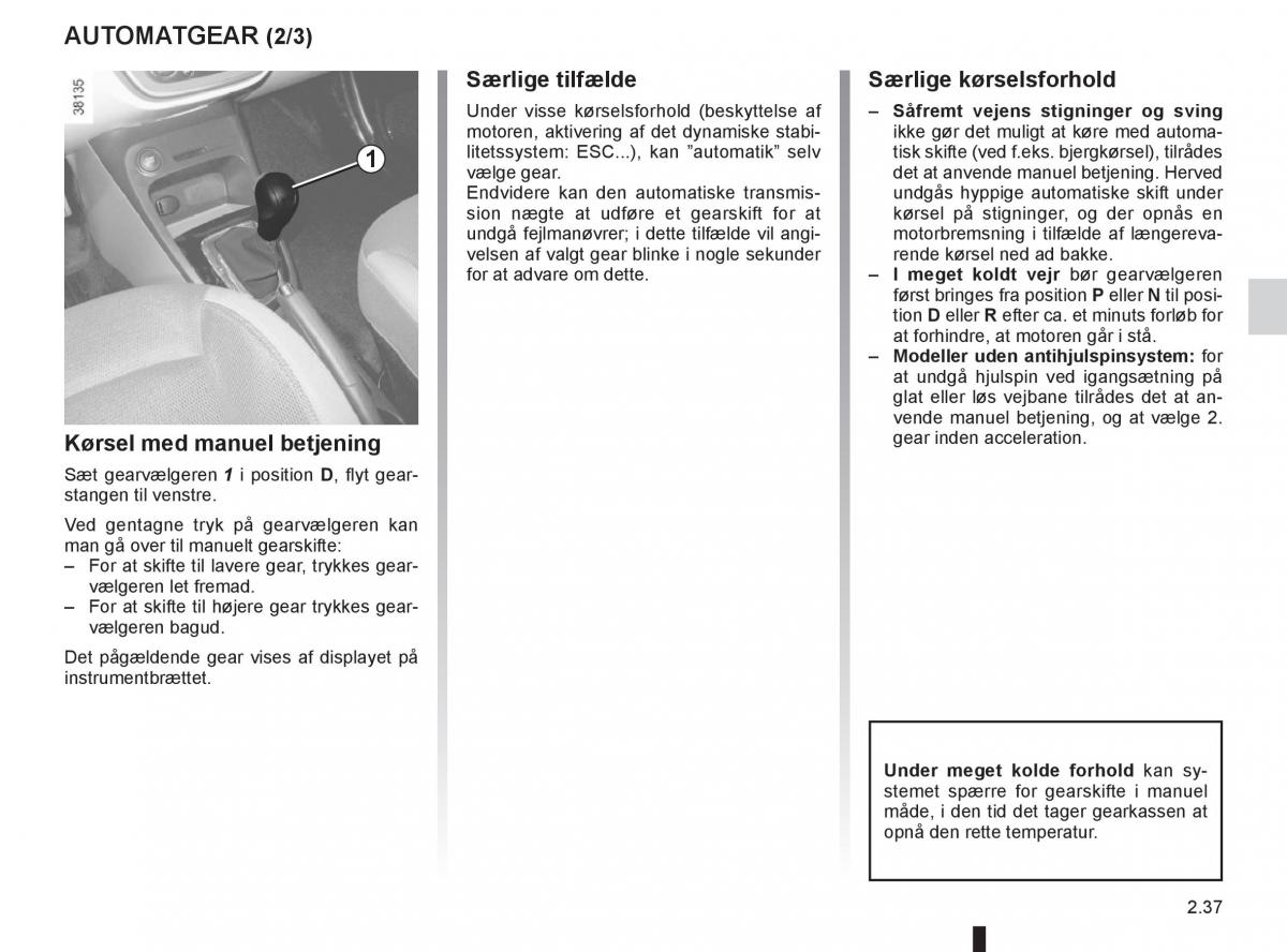 Renault Captur Bilens instruktionsbog / page 117