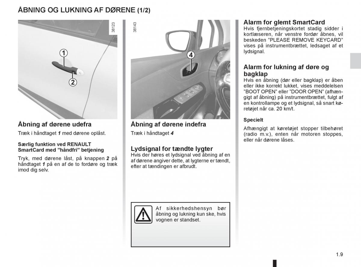 Renault Captur Bilens instruktionsbog / page 15