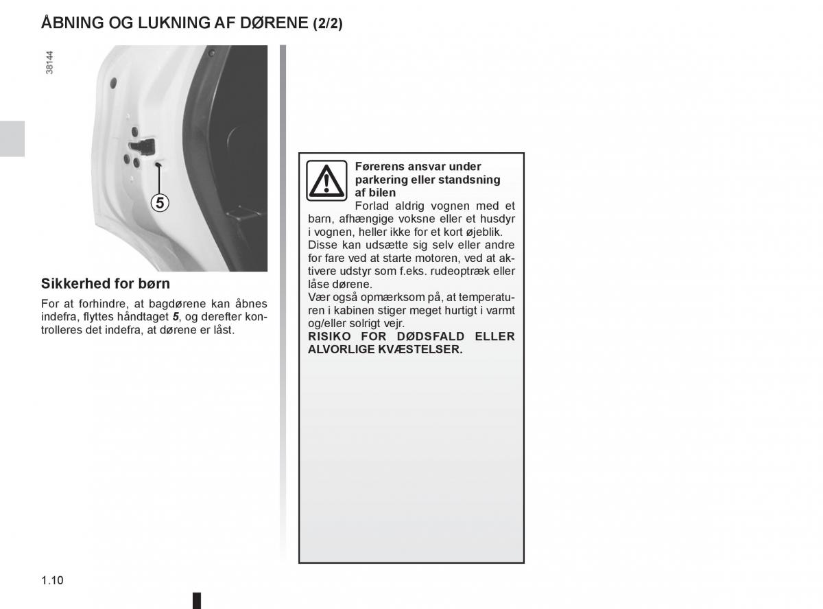 Renault Captur Bilens instruktionsbog / page 16