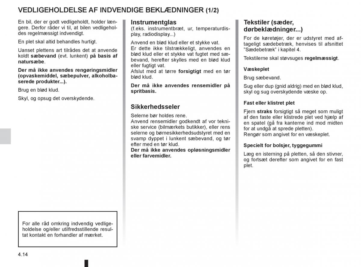 Renault Captur Bilens instruktionsbog / page 164