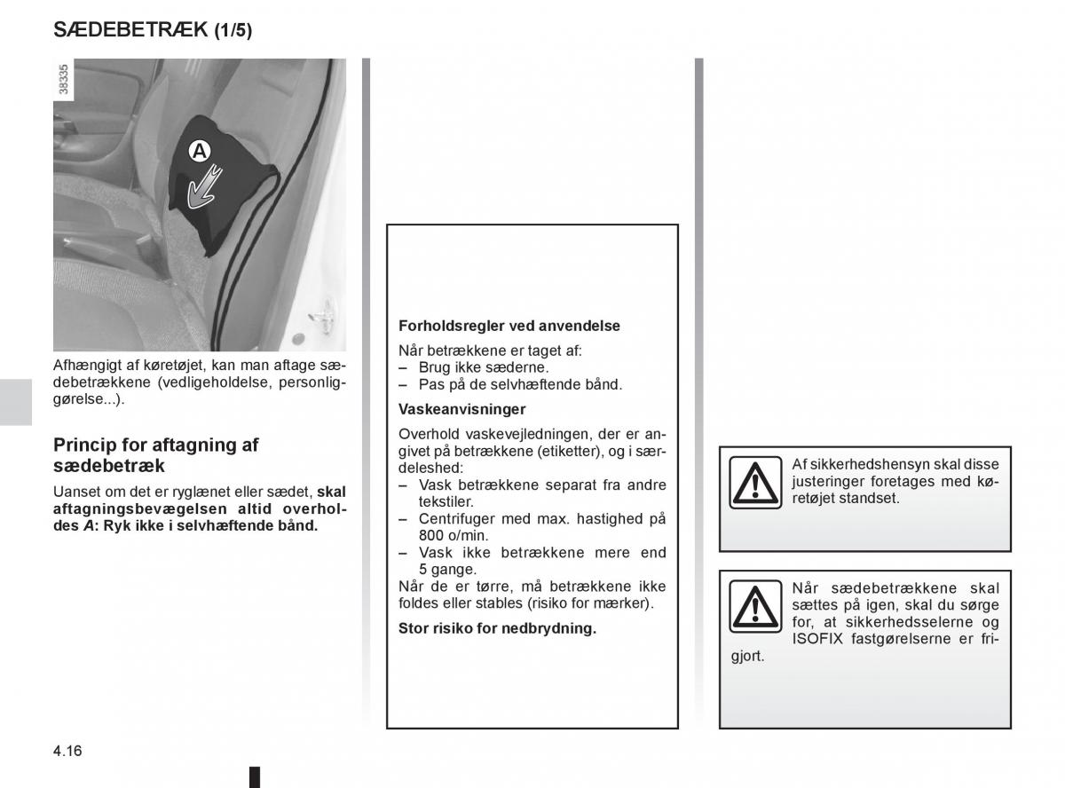 Renault Captur Bilens instruktionsbog / page 166