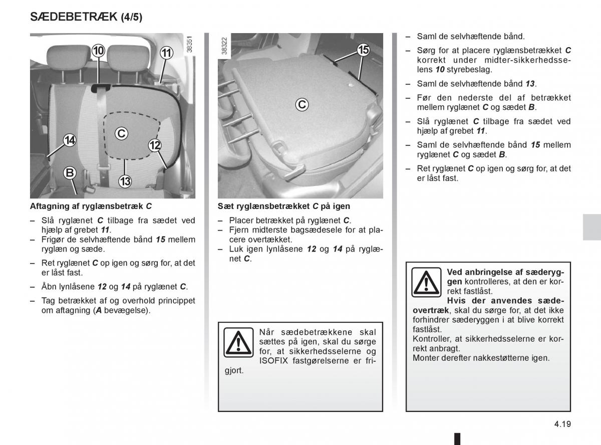 Renault Captur Bilens instruktionsbog / page 169