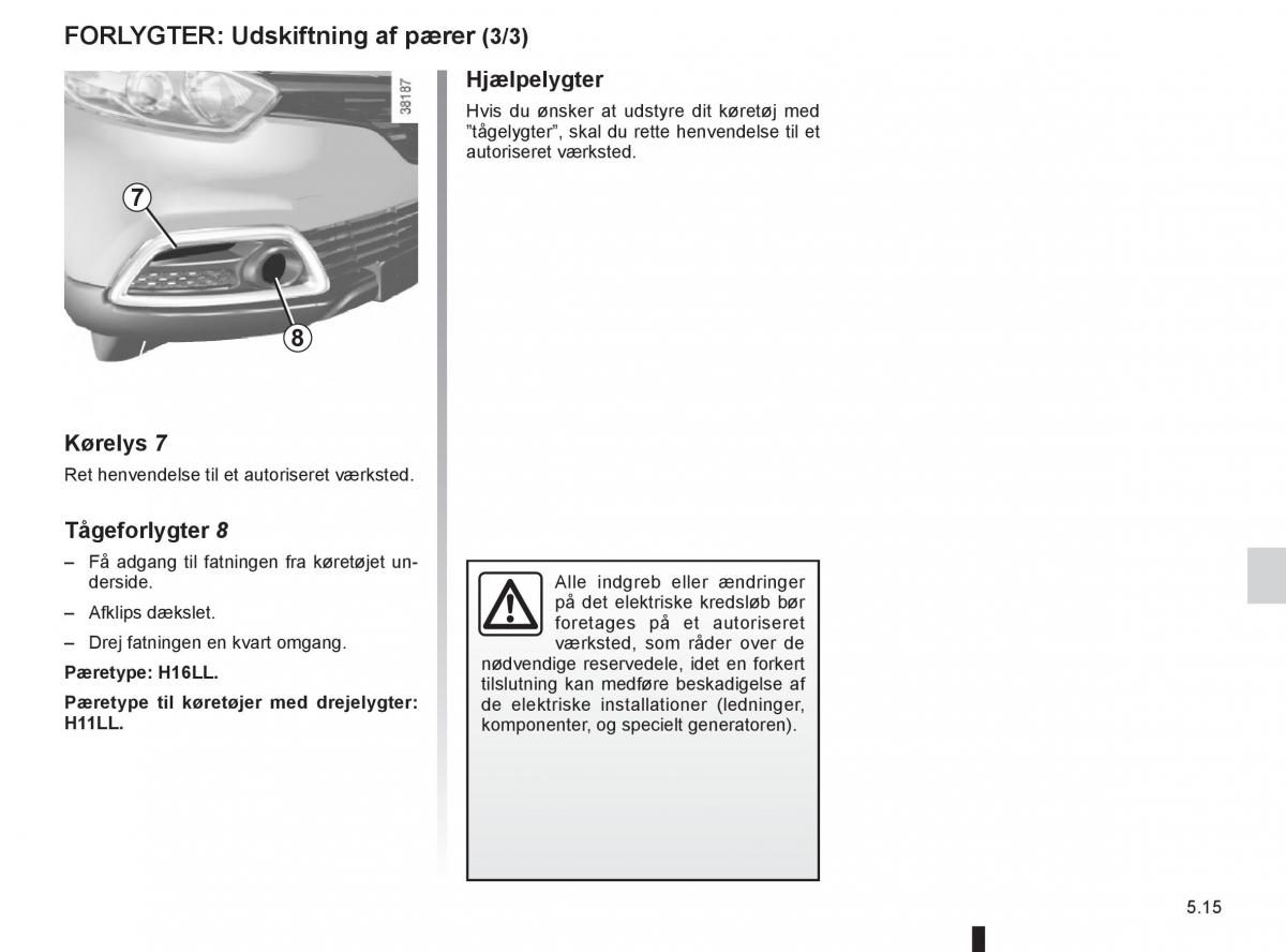 Renault Captur Bilens instruktionsbog / page 185