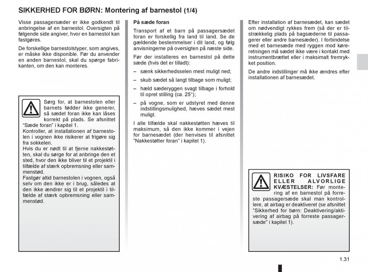 Renault Captur Bilens instruktionsbog / page 37