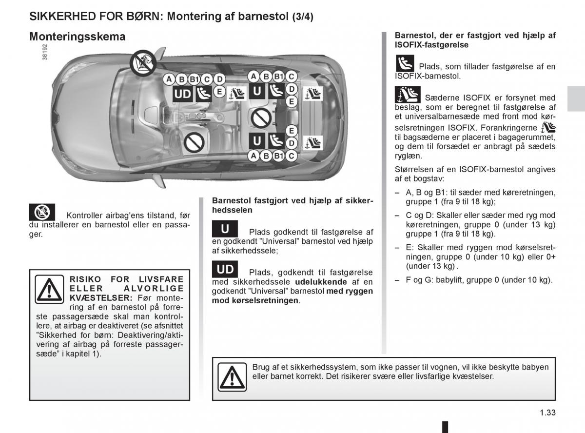 Renault Captur Bilens instruktionsbog / page 39