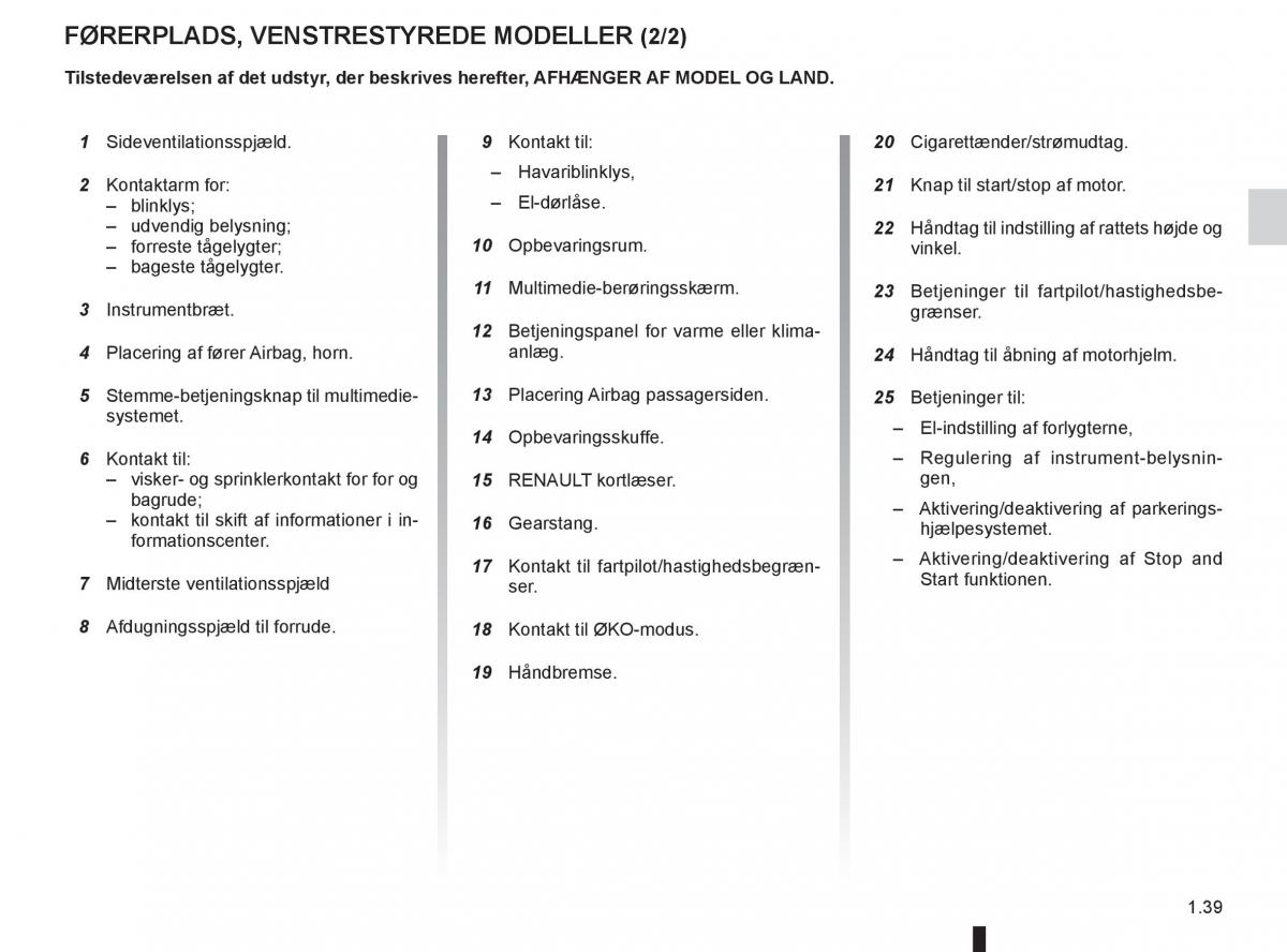 Renault Captur Bilens instruktionsbog / page 45