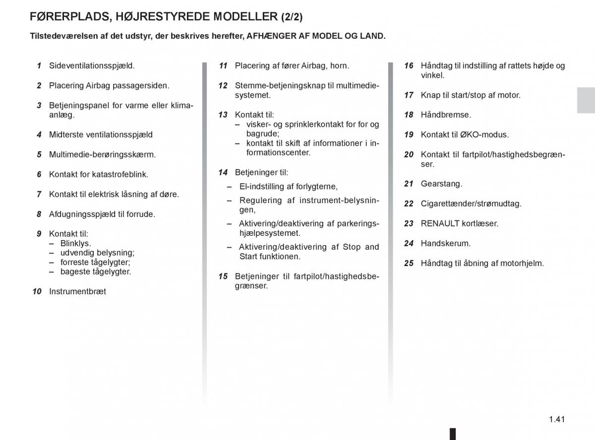 Renault Captur Bilens instruktionsbog / page 47