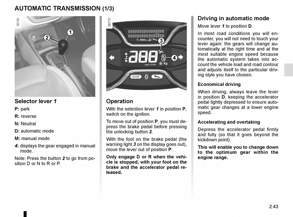 Renault Captur owners manual / page 123