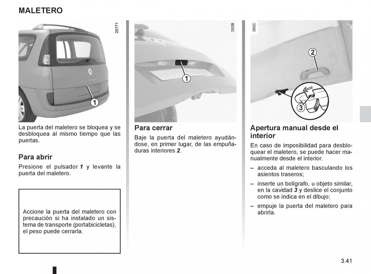 Renault Espace IV 4 manual del propietario / page 165