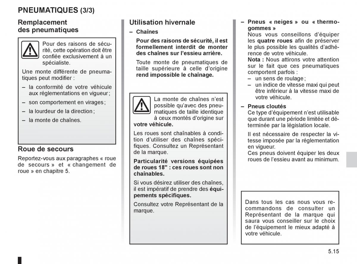 Renault Espace IV 4 manuel du proprietaire / page 205