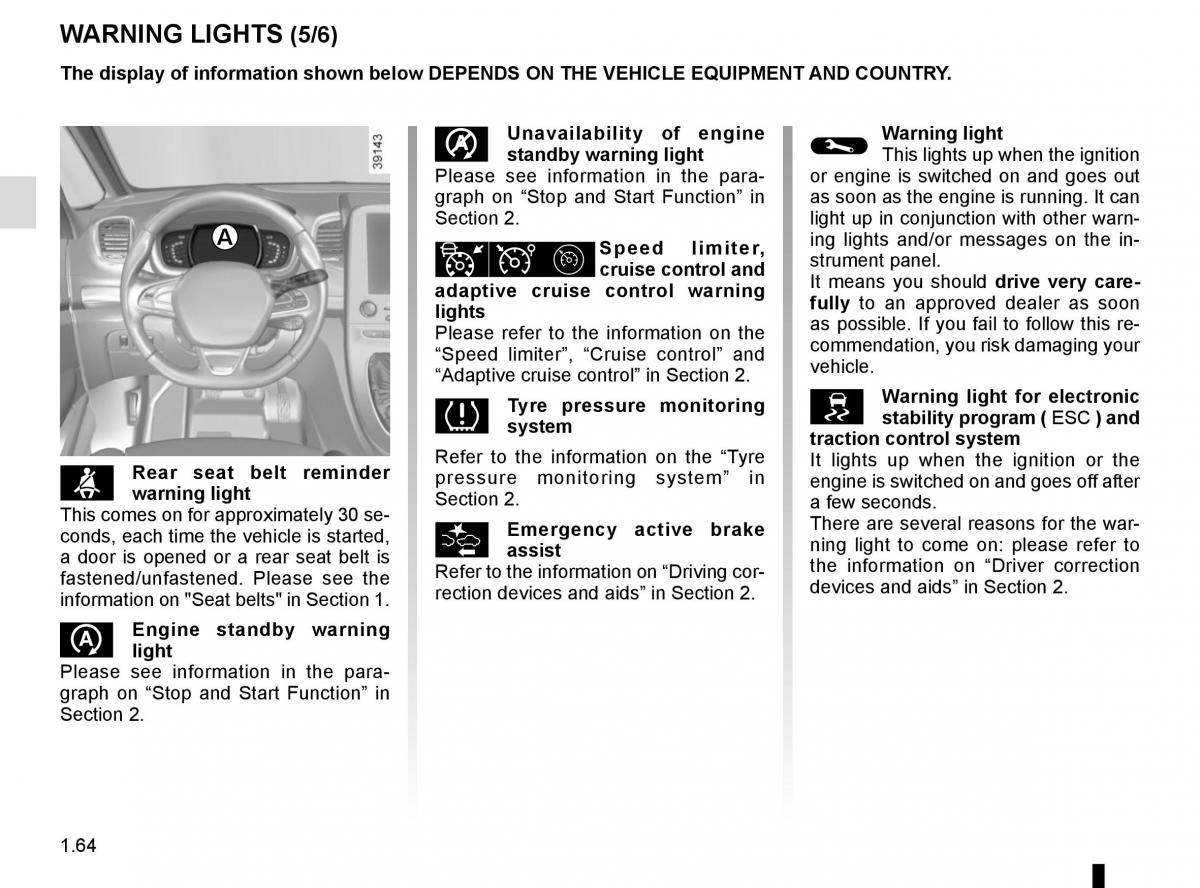 Renault Espace V 5 owners manual / page 70