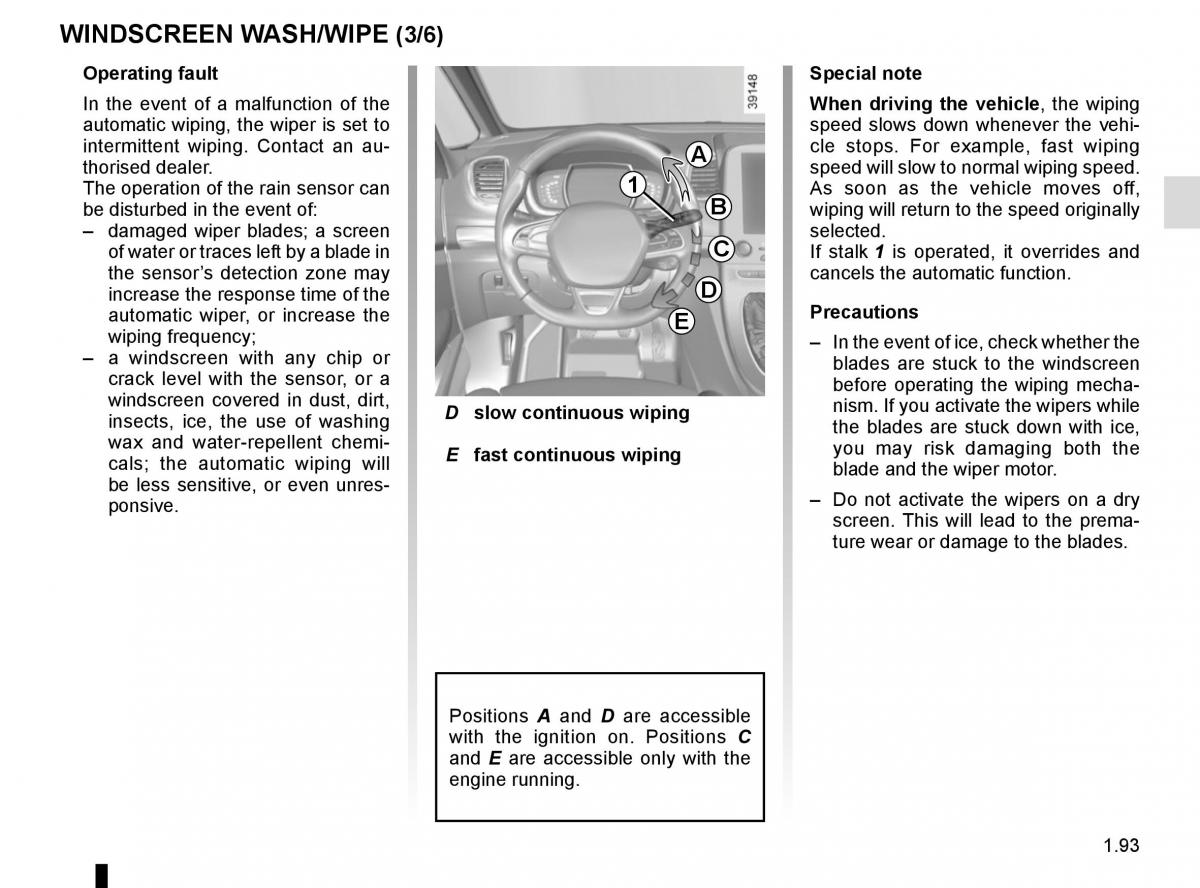 Renault Espace V 5 owners manual / page 99