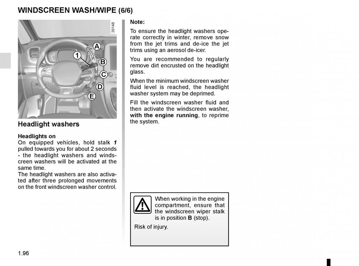 Renault Espace V 5 owners manual / page 102