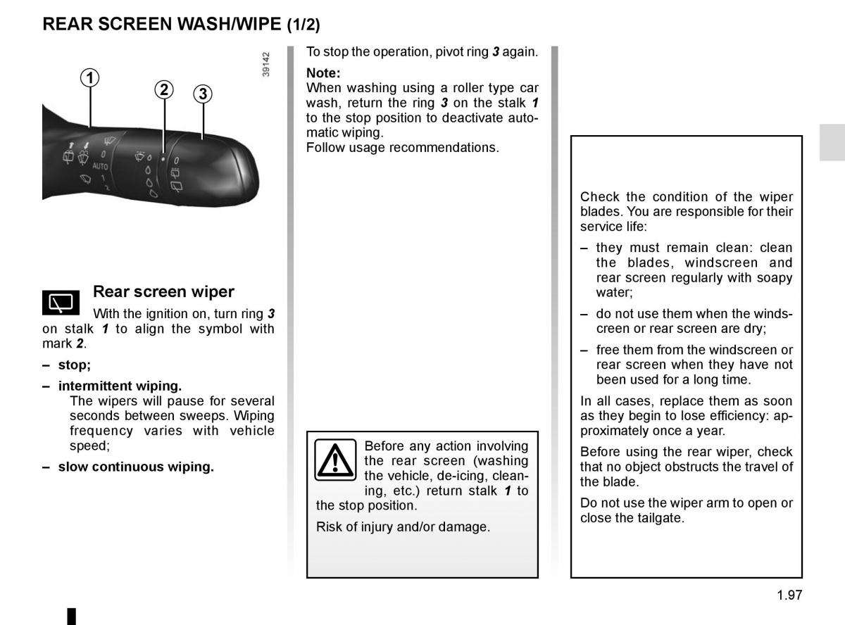 Renault Espace V 5 owners manual / page 103