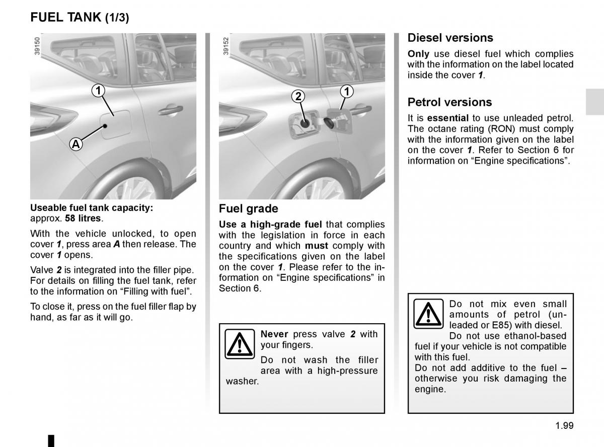 Renault Espace V 5 owners manual / page 105